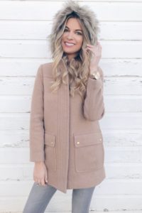 veteran's day sale round up - women's faux fur trim hooded camel coat