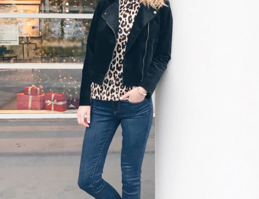 leopard holiday party outfits - moto jacket outfit on pinteresting plans fashion blog