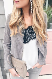 nordstrom half yearly sale picks for women - suede moto jacket over camisole on pinteresting plans blog