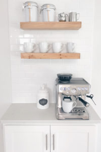 splurge gifts for moms - braville barista express espresso machine and open shelving on pinteresting plans blog