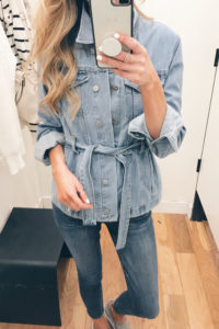 denim tie waist jacket on pinteresting plans blog president's day weekend sale round up