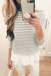 loft sale try on - striped peplum top on Pinteresting Plans blog