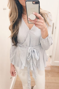 striped wrap spring top on sale on Pinteresting Plans blog