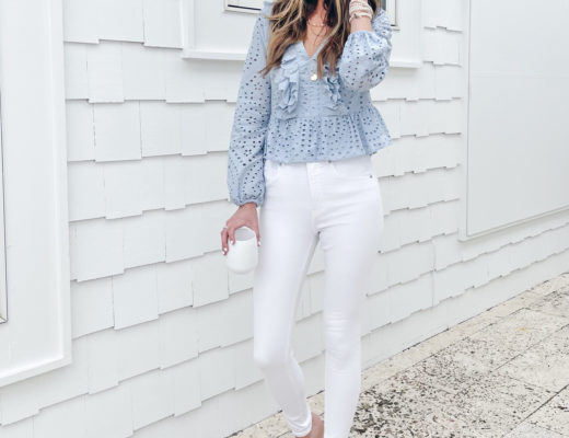 white skinny jeans outfit idea for tall women