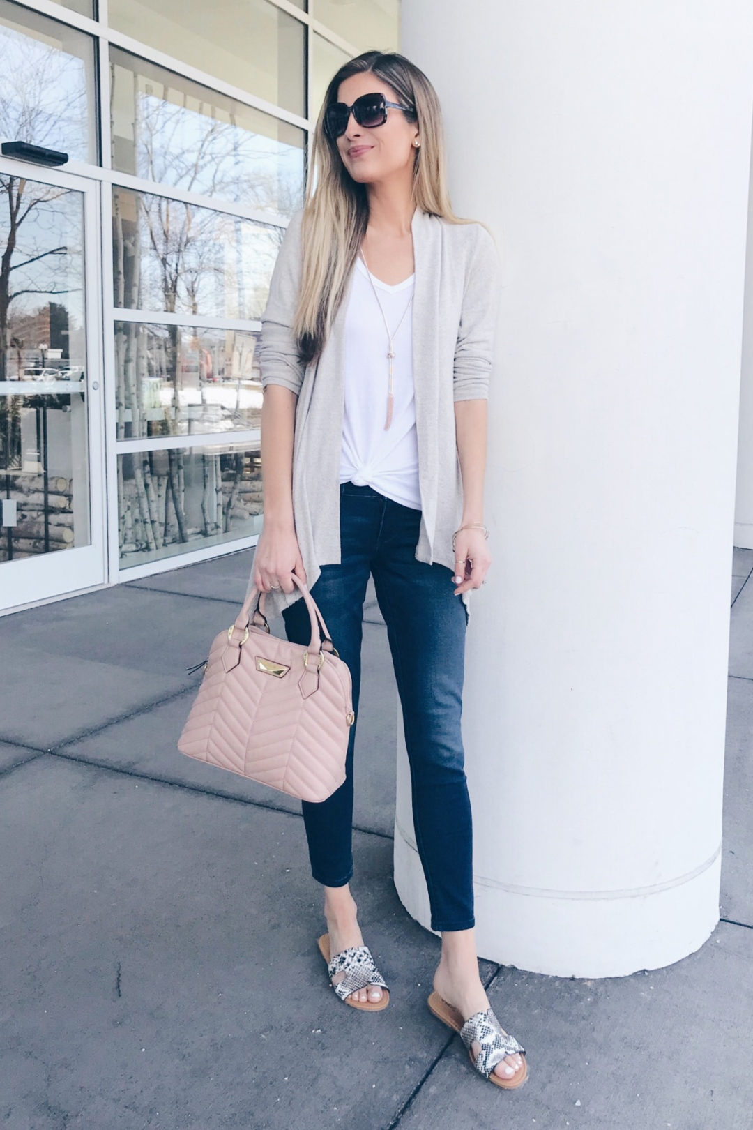 spring outfit ideas under $100 - cozy cardigan on pinteresting plans blog