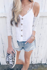 top spring outfits and easter weekend sales - white camisole with jeans shorts on pinteresting plans connecticut fashion blog
