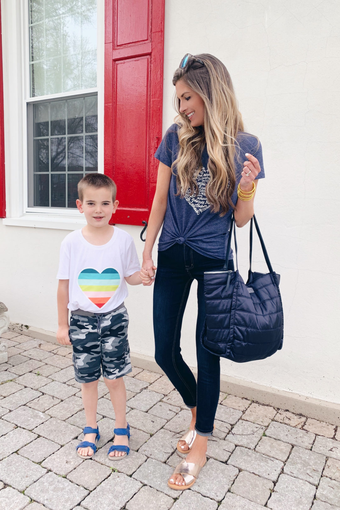 affordable women's jeans and tees - pinteresting plans blogger rachel moore and son
