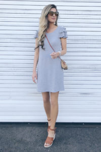 ruffle sleeve gray dress - walmart dresses - pinteresting plans connecticut fashion blogger