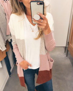 nordstrom anniversary sale 2019 try on - colorblock fall cardigan - pinteresting plans blog