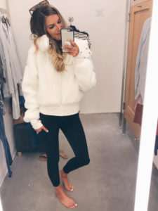 nordstrom anniversary sale 2019 try on - sherpa jacket and "live in" leggings - pinteresting plans blog