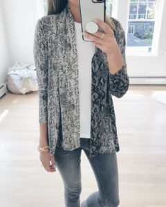 nordstrom anniversary sale try on 2019 - snakeskin cardigan - pinteresting plans fashion blog