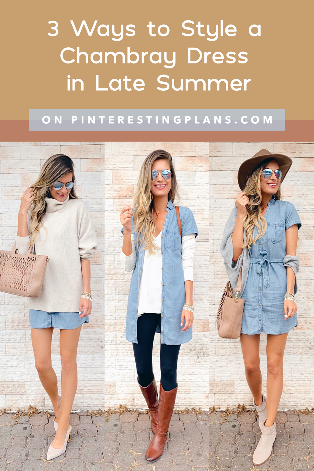 how to style a chambray dress for late summer and fall - pinteresting plans connecticut lifestyle blog