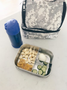 back to school supplies and lunch ideas for picky eaters in a stainless steel bento box