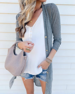 striped cardigan fall transition outfit and Labor Day sale round up on Connecticut fashion blogger Rachel Moore