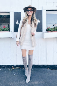 fashion blogger styling something navy sweater dress dressed up