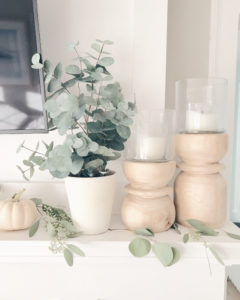 wood candle holders - neutral fall mantle decor - pinteresting plans blog