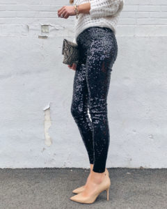 Express high waisted metallic black sequin holiday party sequin leggings