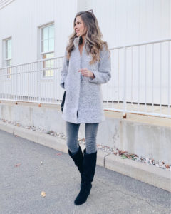 Loft funnel neck winter coat with sole society black Prony tall wedge boots