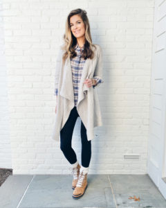 ugg driftwood phoebe wrap drape cardigan with marc fisher izzie boot winter capsule wardrobe outfit