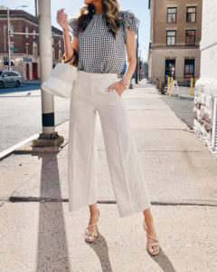 spring work appropriate pants - ann taylor cream wide leg marina crop pants