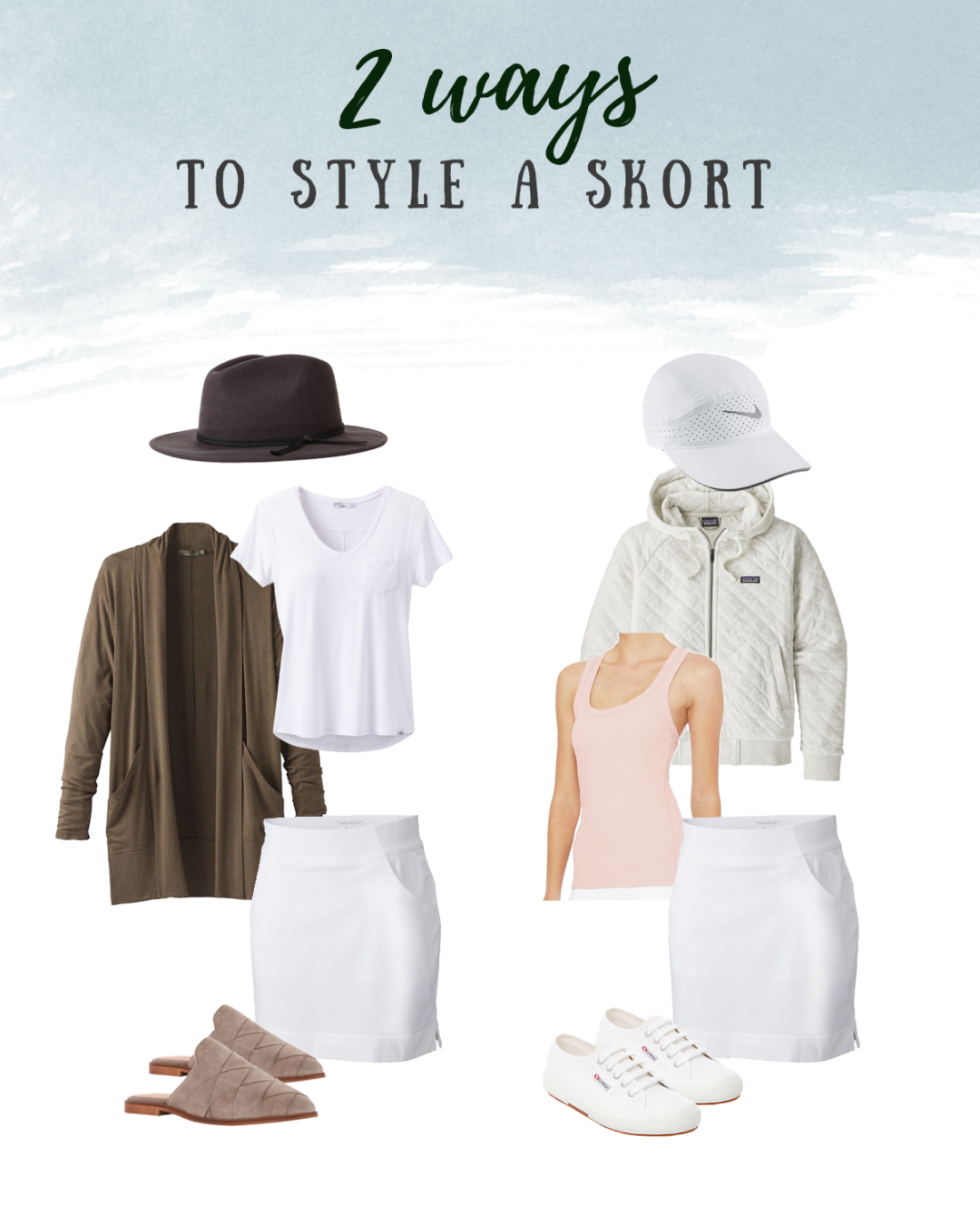 two ways to style a skort for spring