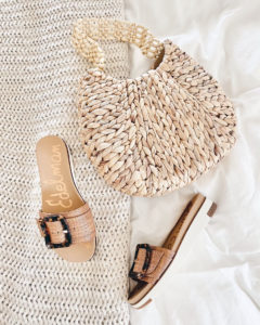 spring 2022 trends - woven target bag from target and sam edelman ariane platform slide sandals