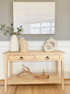 how to style a console table - driftwood decor - pinteresting plans blog