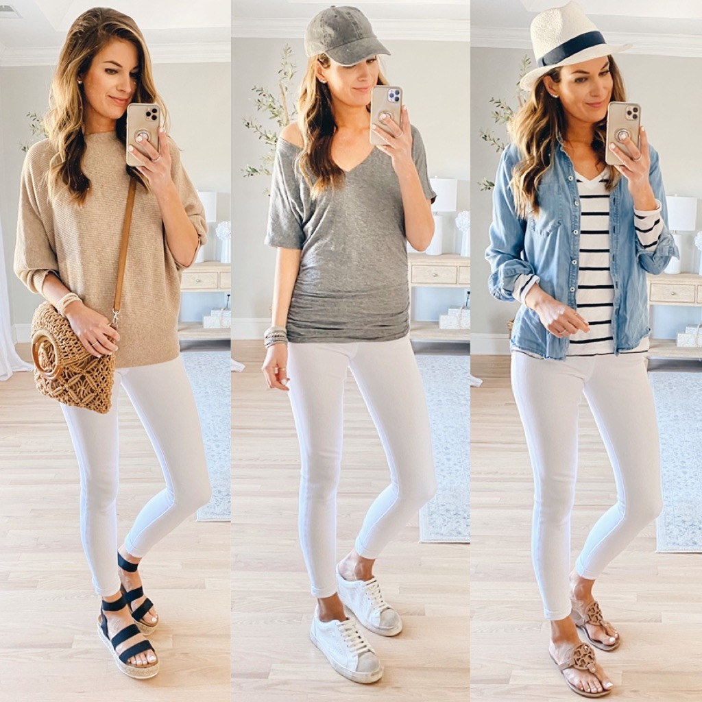Casual Outfit Ideas for Spanx White Jeanish Leggings