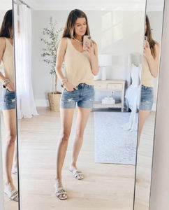 amazon the drop cream sweater tank with denim shorts summer outift