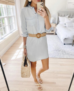 blue tencel shirt dress with woven belt - popular amazon fashion on pinteresting plans blog