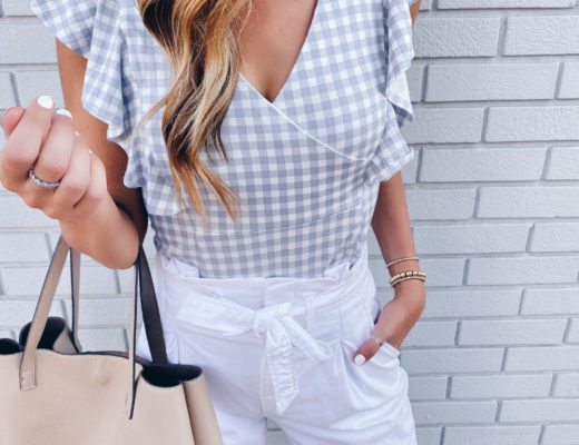 flutter sleeve gingham print top for a cute summer outfit