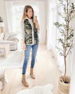 amazon camo utility vest fall outfit idea on pinteresting plans blog