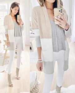 blogger favorite neutral long colorblock cardigan affordable amazon fashion finds