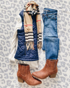 affordable burberry inspired scarf new england fall casual outfit