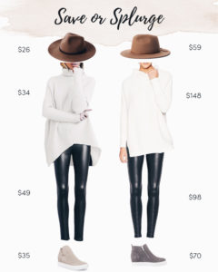 save or splurge amazon tunic with faux leather leggings