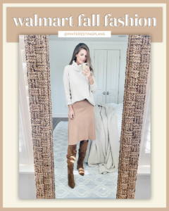 walmart fashion skirt with knee high boots outfit