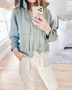 forever 21 sage green hooded zip up jacket