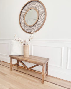 simple neutral entryway bench home interior