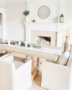 modern traditional neutral formal dining room area