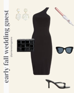 black wedding guest dress outfit idea for early fall 2021