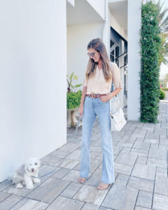 light wash flare jeans for tall women outfit