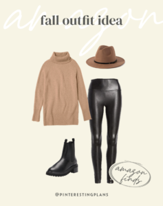 faux leather leggings outfit idea for fall 2022