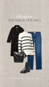 classic black coat winter outfit idea 2023