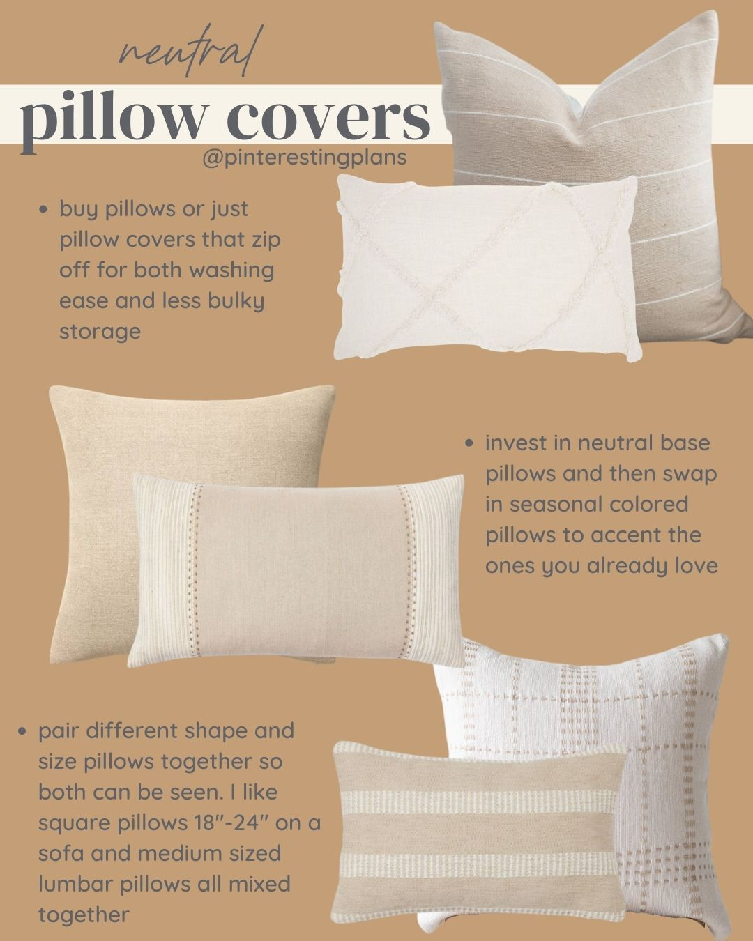 neutral pillow cover pairings for a sofa