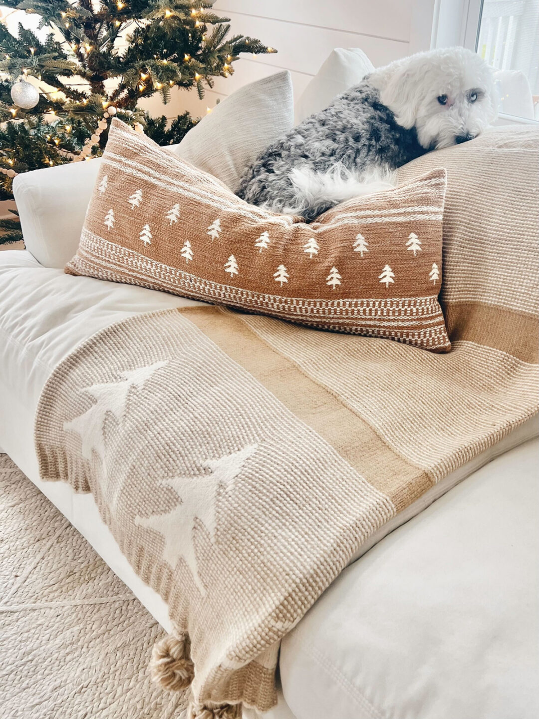 target holiday home neutral sofa throw pillow and blanket