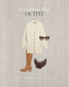 cream sweater dress with brown suede knee high boots fall outfit from nordstrom